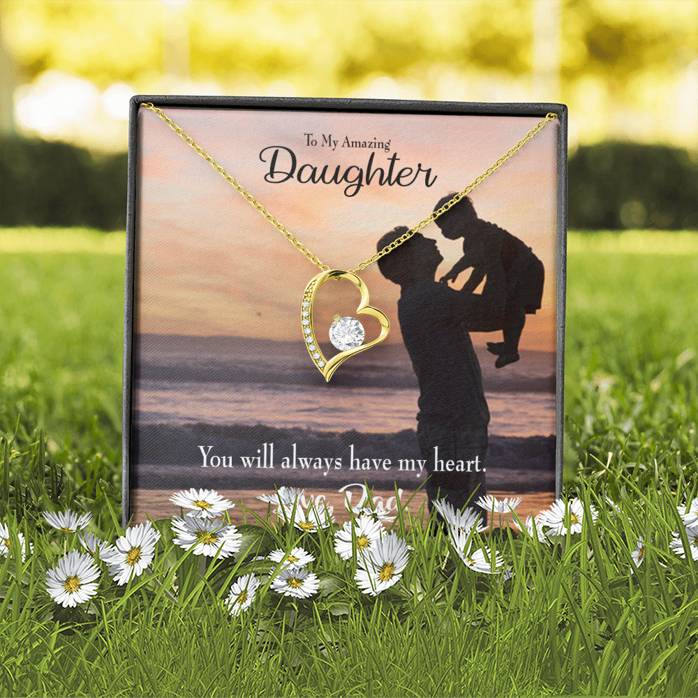 To My Daughter Dad's Amazing Daughter Forever Necklace w Message Card-Express Your Love Gifts