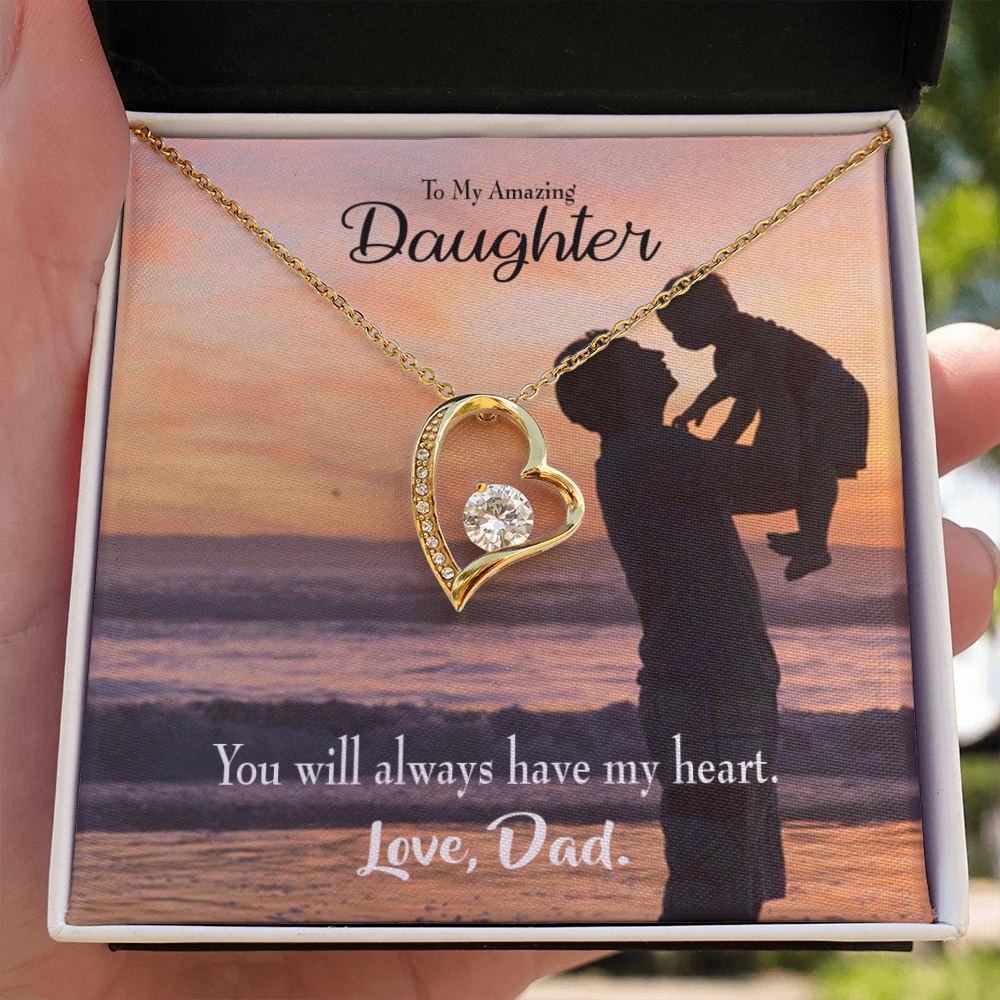 To My Daughter Dad's Amazing Daughter Forever Necklace w Message Card-Express Your Love Gifts