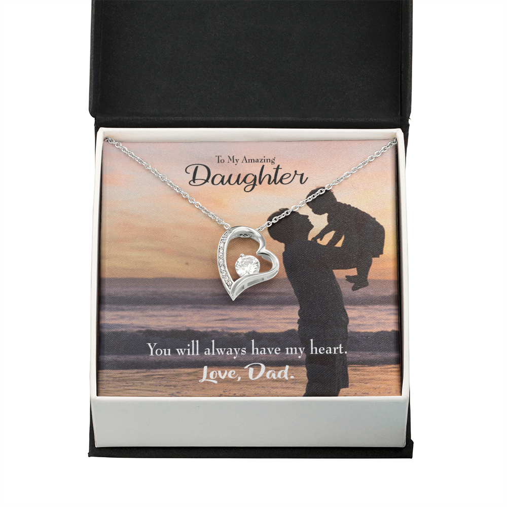 To My Daughter Dad's Amazing Daughter Forever Necklace w Message Card-Express Your Love Gifts