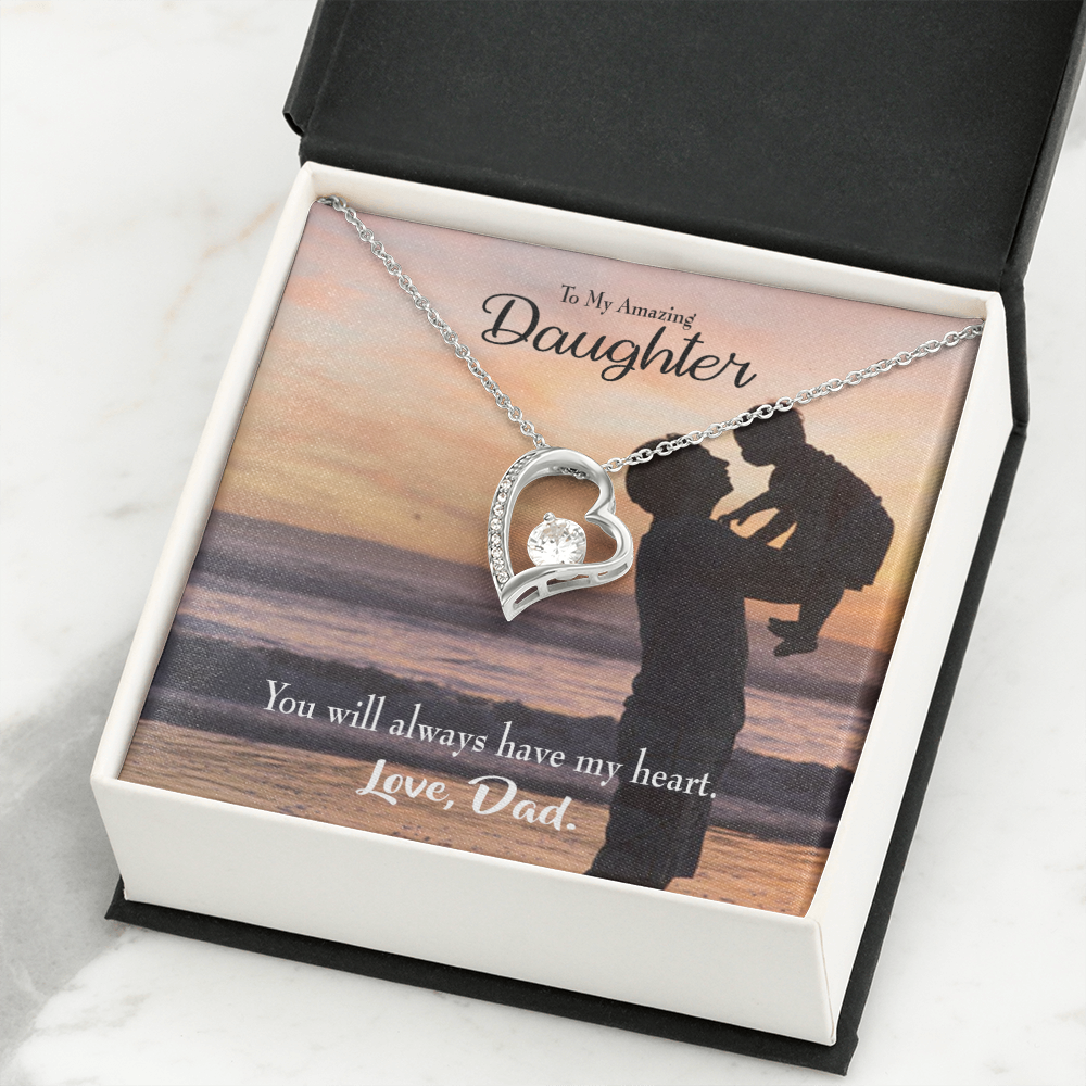 To My Daughter Dad's Amazing Daughter Forever Necklace w Message Card-Express Your Love Gifts