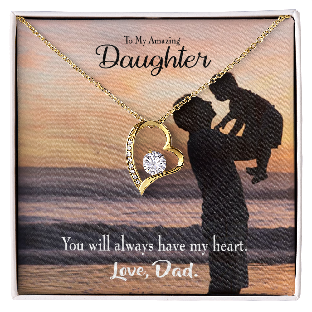 To My Daughter Dad's Amazing Daughter Forever Necklace w Message Card-Express Your Love Gifts