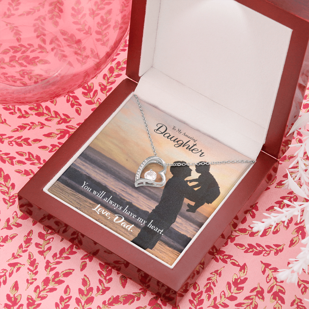 To My Daughter Dad's Amazing Daughter Forever Necklace w Message Card-Express Your Love Gifts