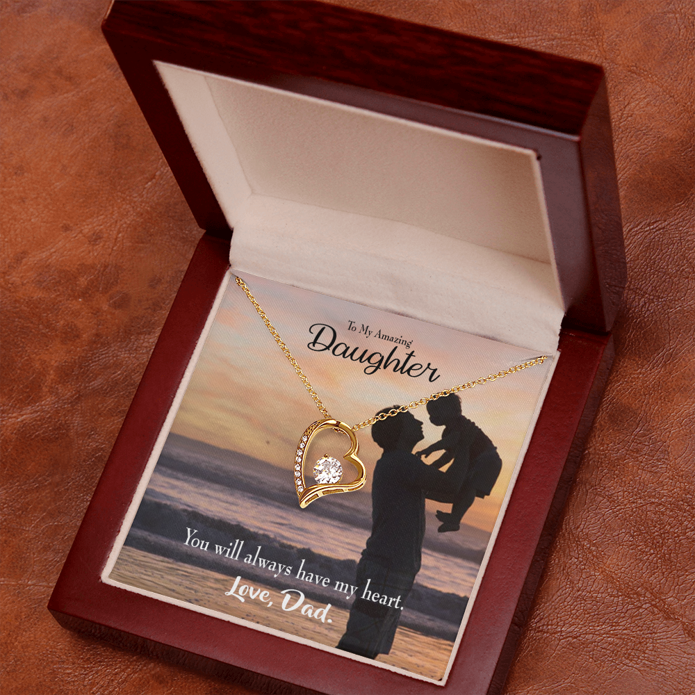 To My Daughter Dad's Amazing Daughter Forever Necklace w Message Card-Express Your Love Gifts