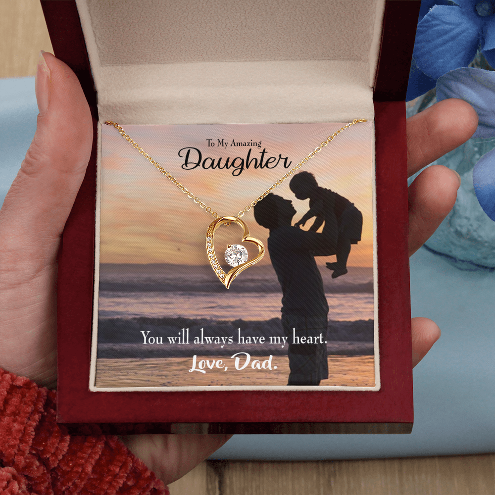 To My Daughter Dad's Amazing Daughter Forever Necklace w Message Card-Express Your Love Gifts