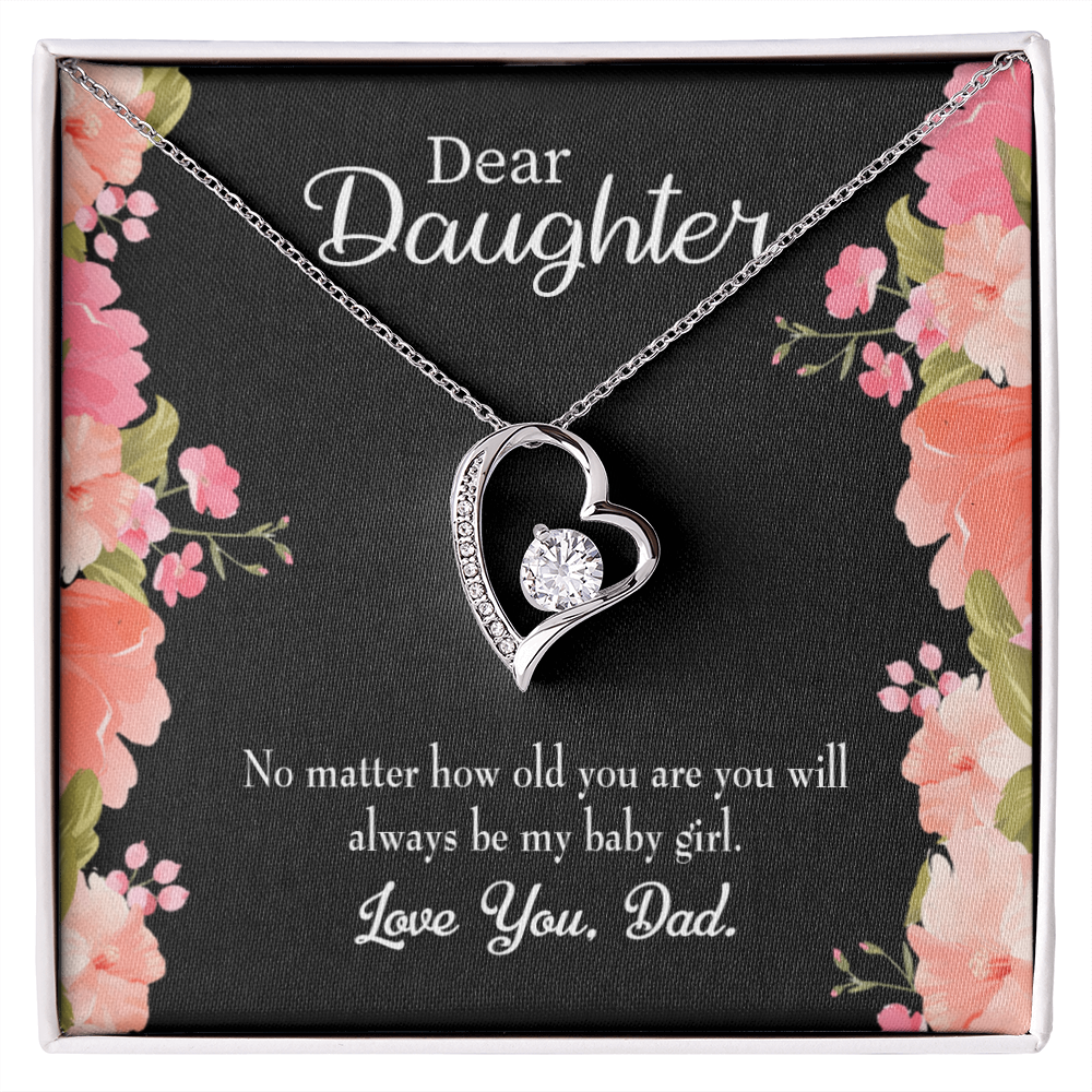 To My Daughter Dad's Baby Girl Forever Necklace w Message Card-Express Your Love Gifts