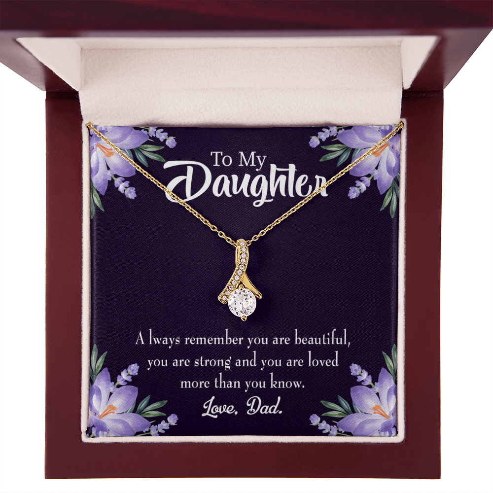 To My Daughter Dad's Beautiful Daughter Alluring Ribbon Necklace Message Card-Express Your Love Gifts