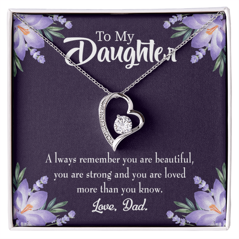 To My Daughter Dad's Beautiful Daughter Forever Necklace w Message Card-Express Your Love Gifts