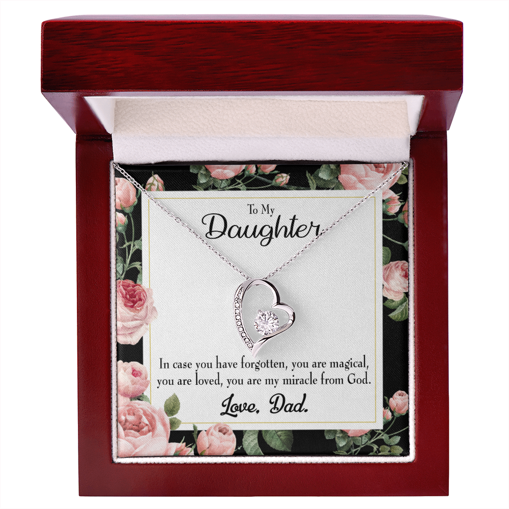 To My Daughter Dad's Magical and Miracle Daughter Forever Necklace w Message Card-Express Your Love Gifts