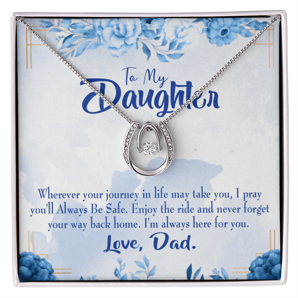 TO My Daughter Dad&#39;s Prayer Lucky Horseshoe Necklace Message Card 14k w CZ Crystals-Express Your Love Gifts