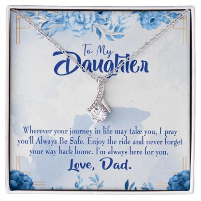 To My Daughter Dad's Prayer to Daughter Alluring Ribbon Necklace Message Card-Express Your Love Gifts