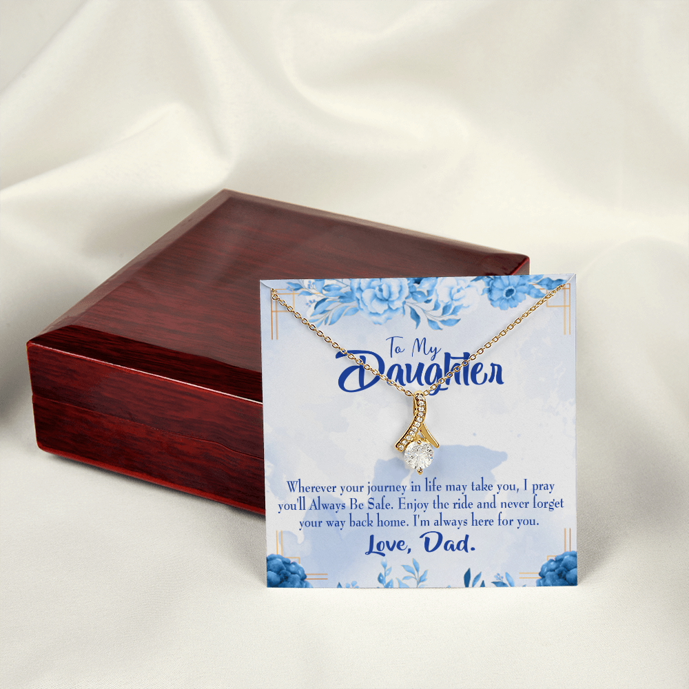 To My Daughter Dad's Prayer to Daughter Alluring Ribbon Necklace Message Card-Express Your Love Gifts