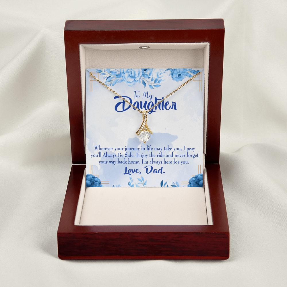 To My Daughter Dad's Prayer to Daughter Alluring Ribbon Necklace Message Card-Express Your Love Gifts