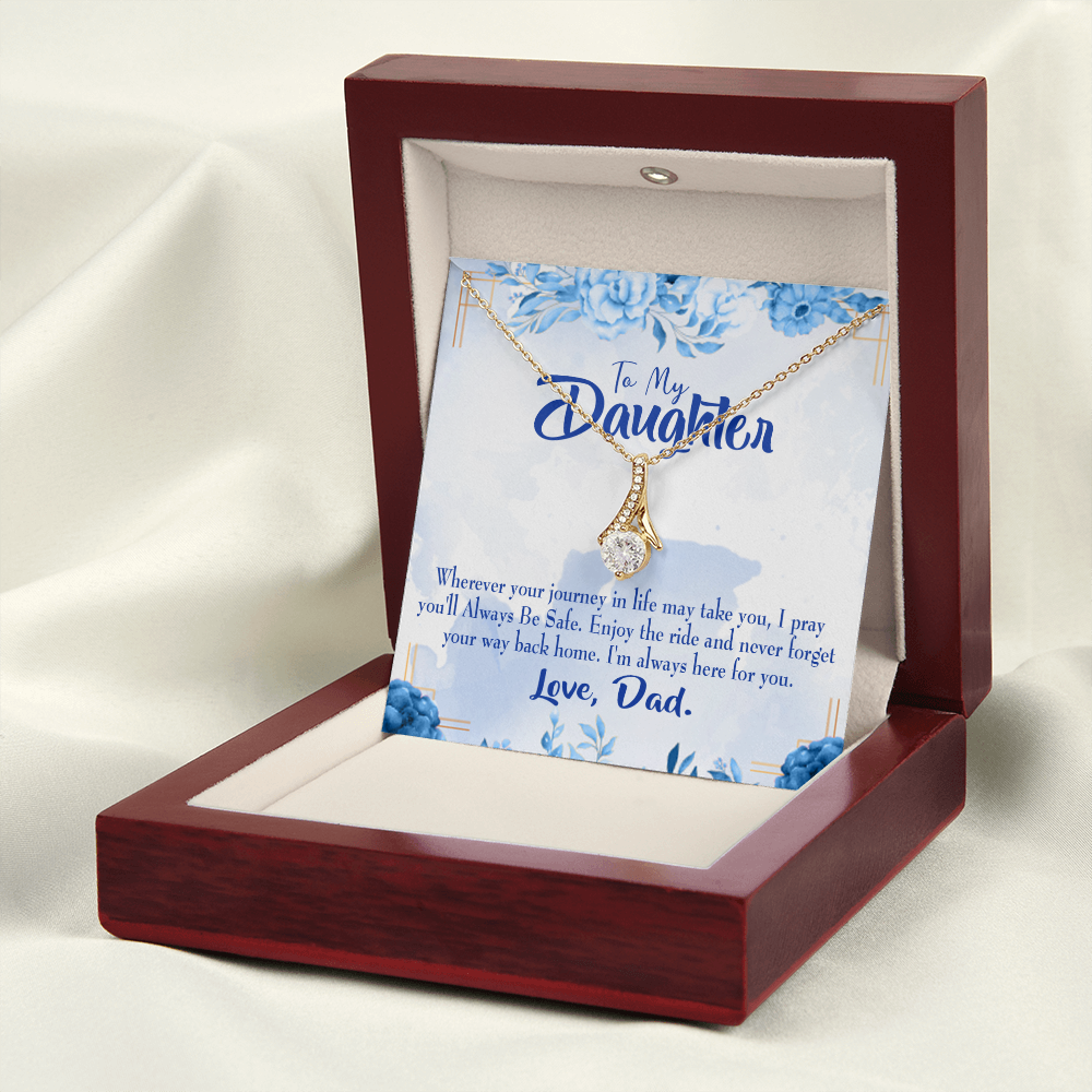 To My Daughter Dad's Prayer to Daughter Alluring Ribbon Necklace Message Card-Express Your Love Gifts