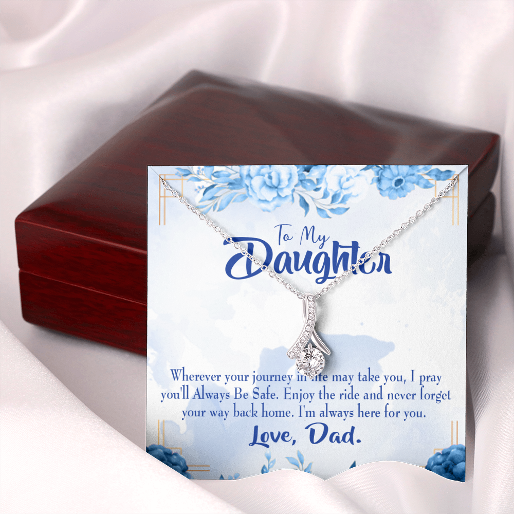 To My Daughter Dad's Prayer to Daughter Alluring Ribbon Necklace Message Card-Express Your Love Gifts