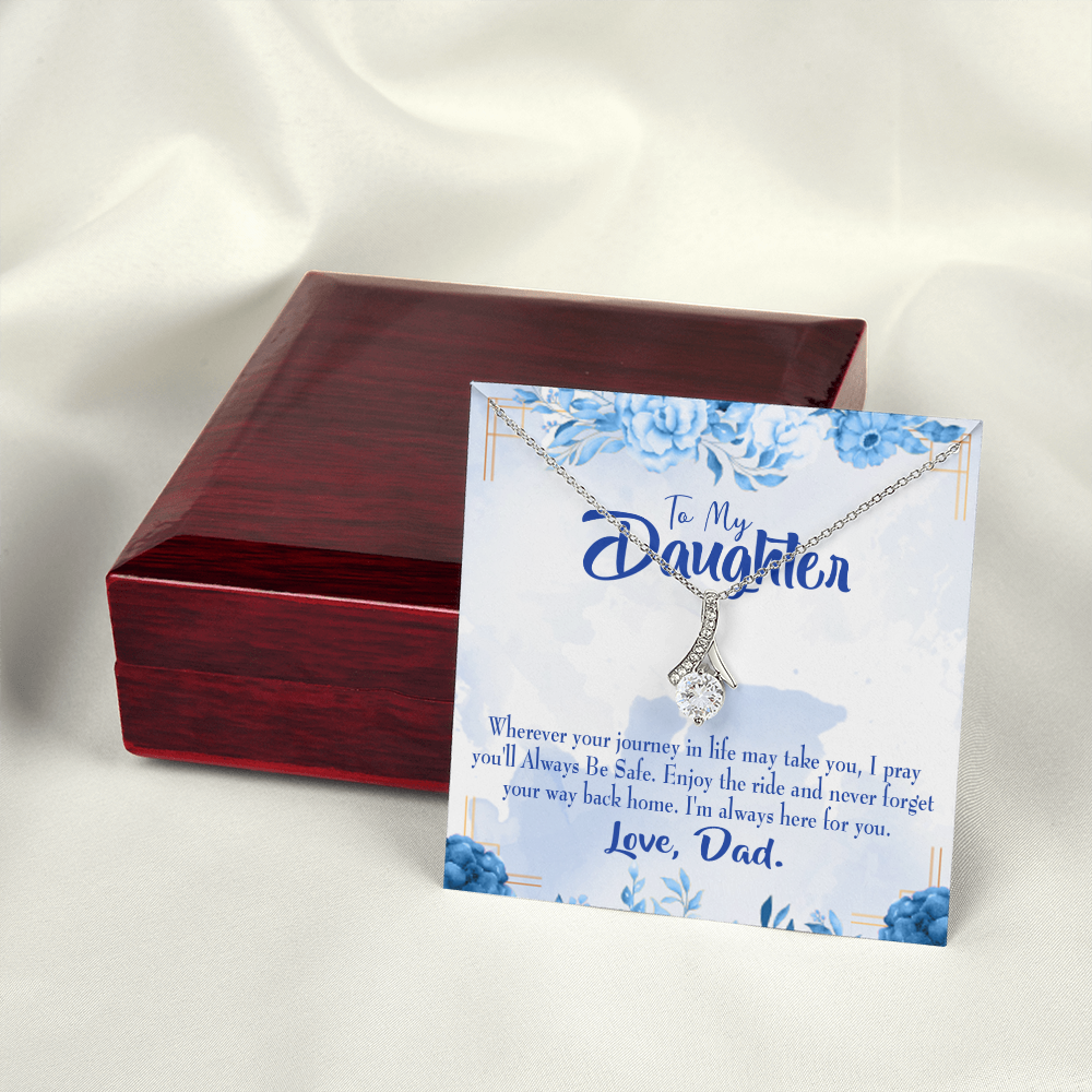 To My Daughter Dad's Prayer to Daughter Alluring Ribbon Necklace Message Card-Express Your Love Gifts