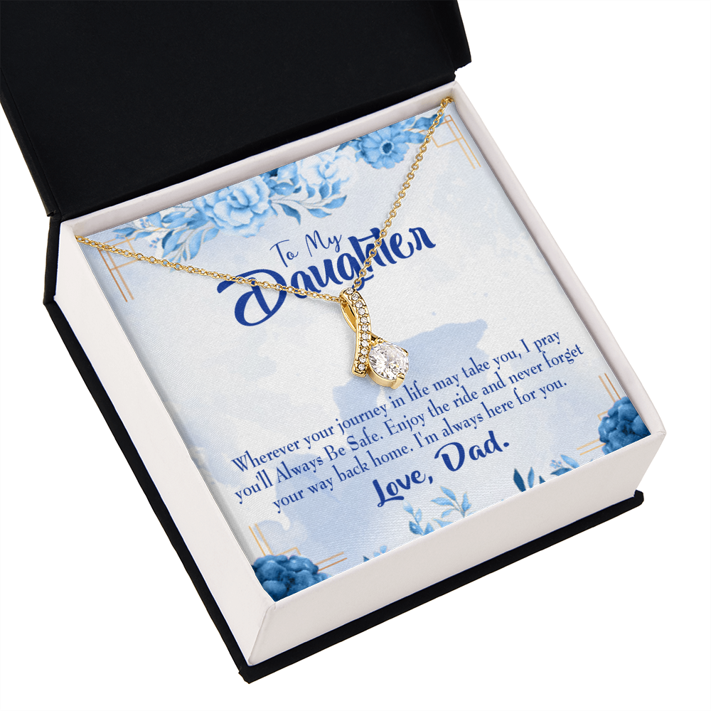 To My Daughter Dad's Prayer to Daughter Alluring Ribbon Necklace Message Card-Express Your Love Gifts