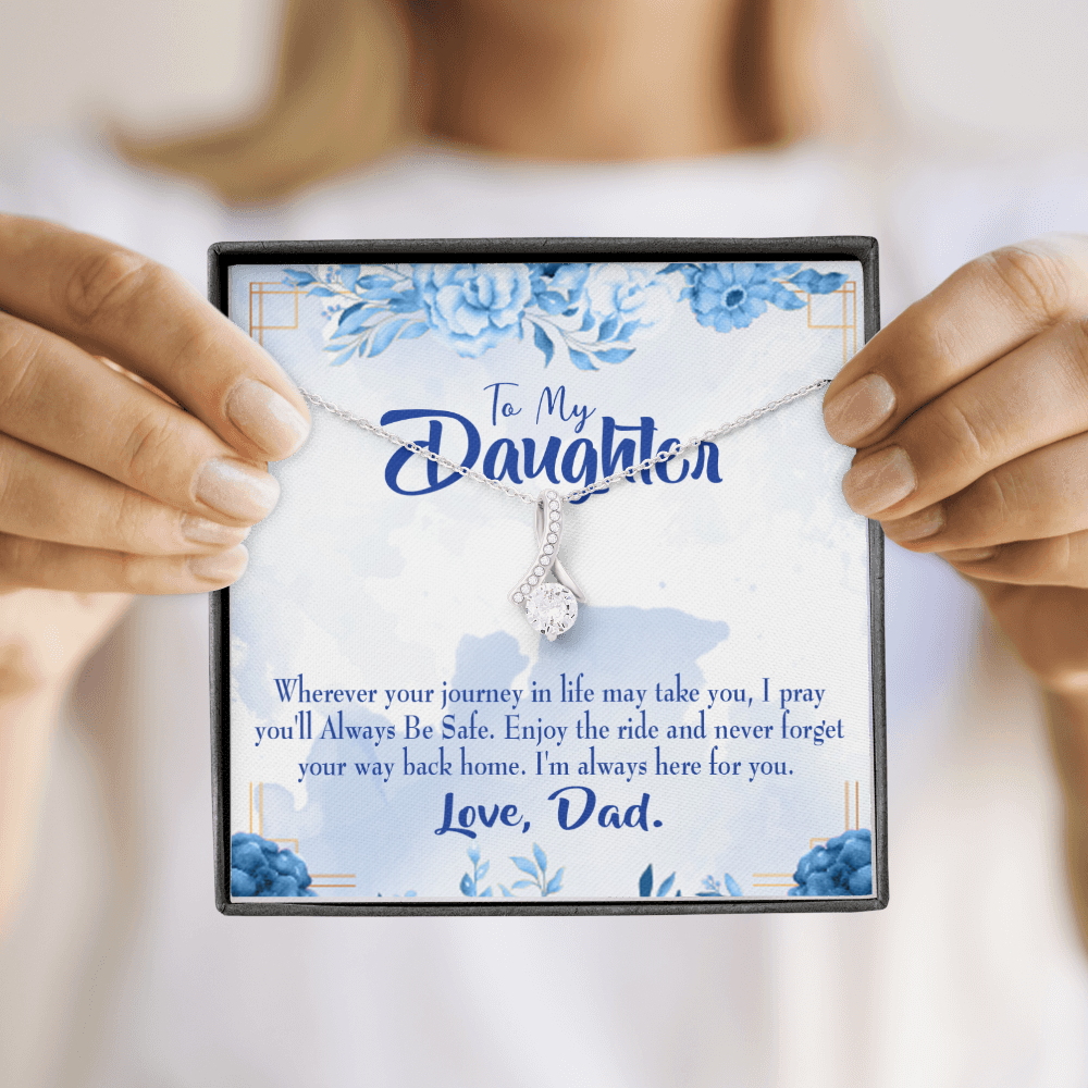 To My Daughter Dad's Prayer to Daughter Alluring Ribbon Necklace Message Card-Express Your Love Gifts