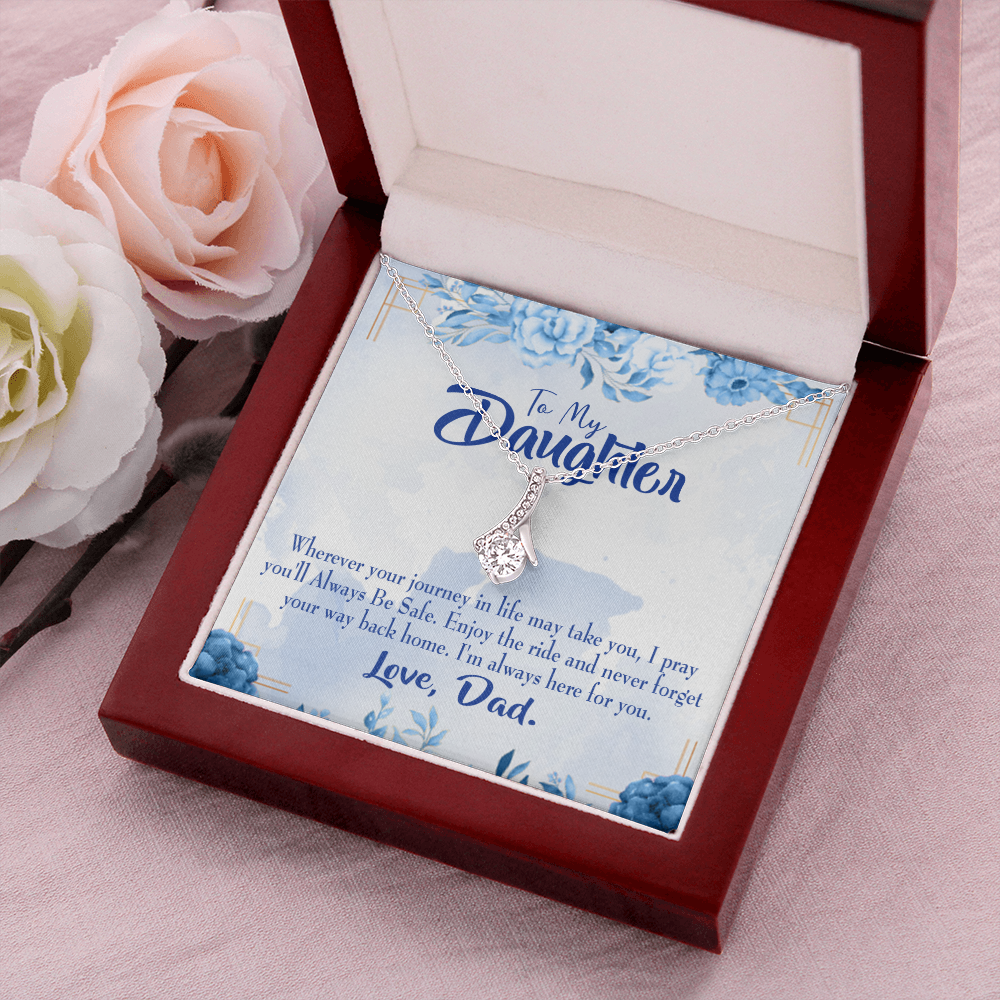 To My Daughter Dad's Prayer to Daughter Alluring Ribbon Necklace Message Card-Express Your Love Gifts