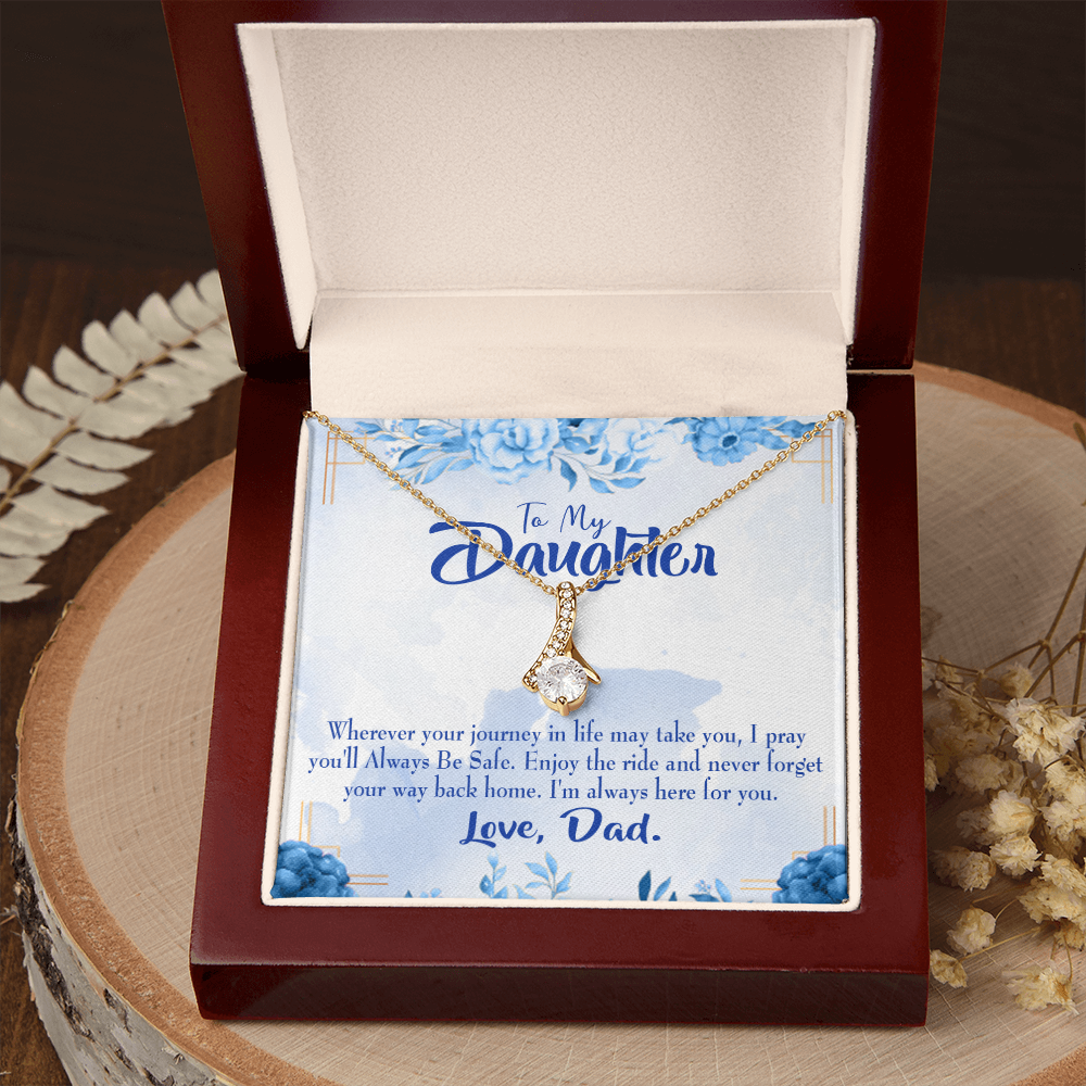 To My Daughter Dad's Prayer to Daughter Alluring Ribbon Necklace Message Card-Express Your Love Gifts