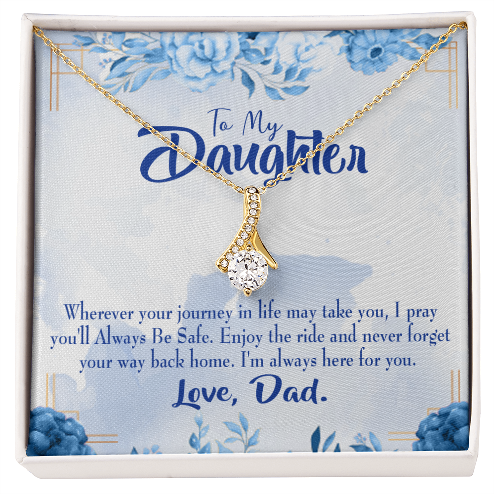 To My Daughter Dad's Prayer to Daughter Alluring Ribbon Necklace Message Card-Express Your Love Gifts