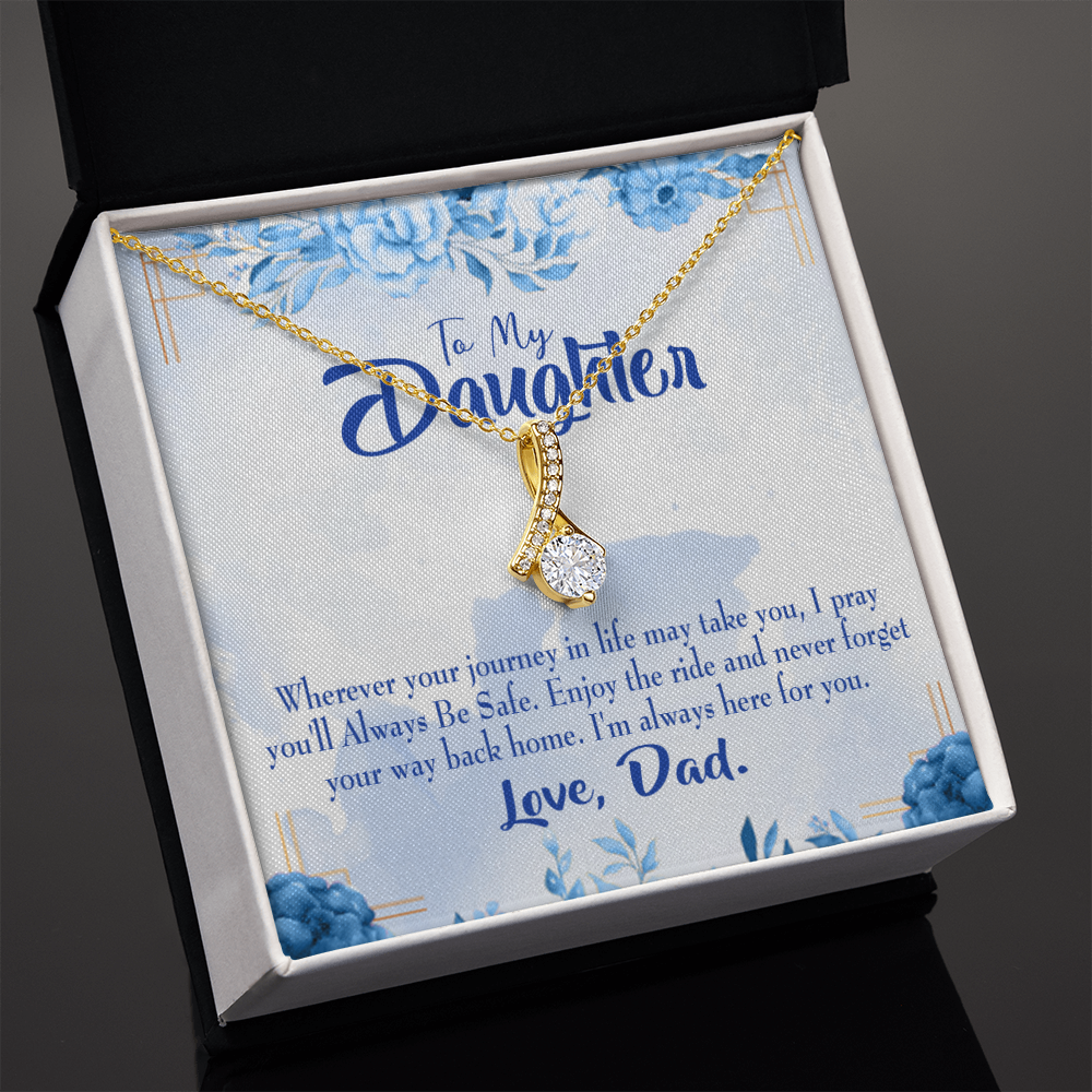 To My Daughter Dad's Prayer to Daughter Alluring Ribbon Necklace Message Card-Express Your Love Gifts