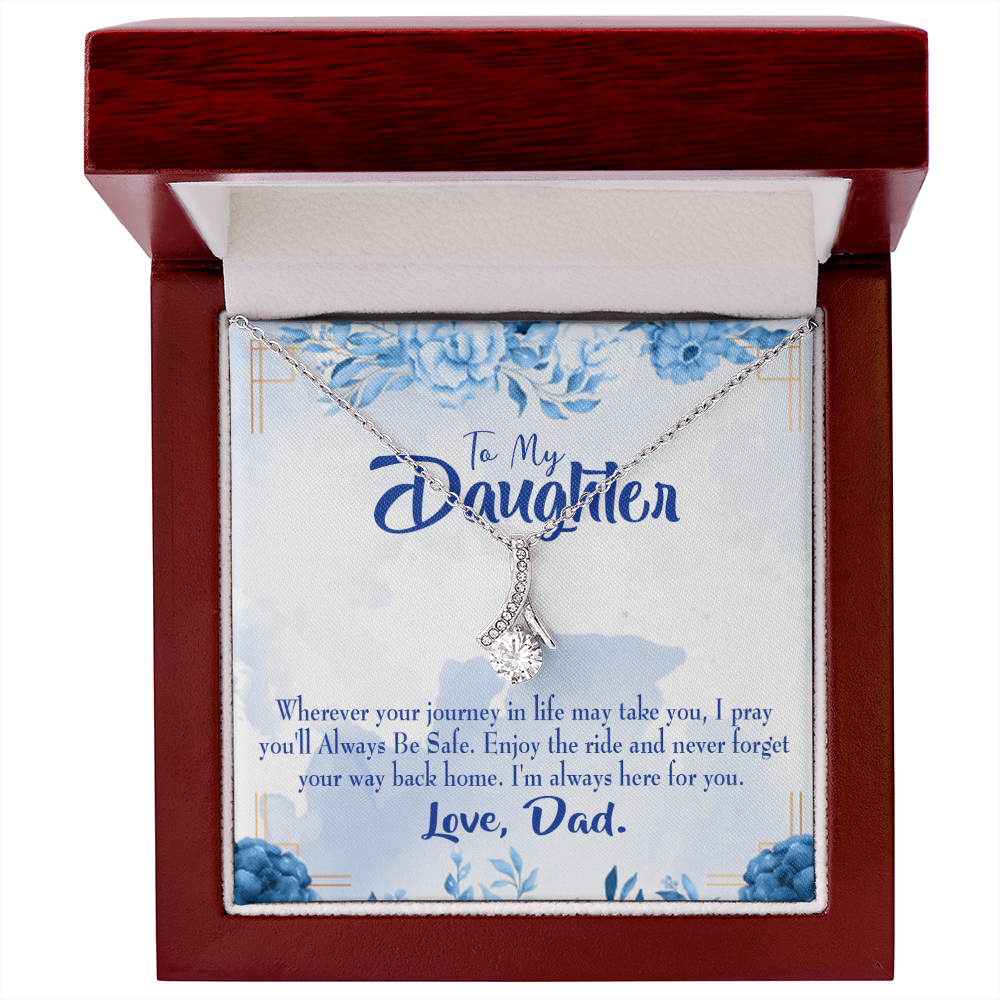 To My Daughter Dad's Prayer to Daughter Alluring Ribbon Necklace Message Card-Express Your Love Gifts