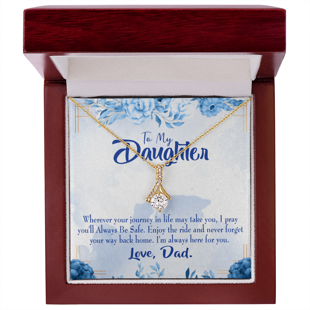 To My Daughter Dad's Prayer to Daughter Alluring Ribbon Necklace Message Card-Express Your Love Gifts