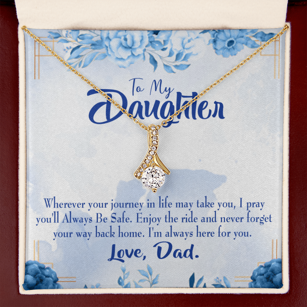 To My Daughter Dad's Prayer to Daughter Alluring Ribbon Necklace Message Card-Express Your Love Gifts