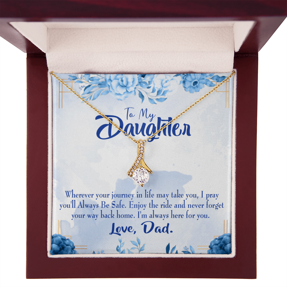 To My Daughter Dad's Prayer to Daughter Alluring Ribbon Necklace Message Card-Express Your Love Gifts