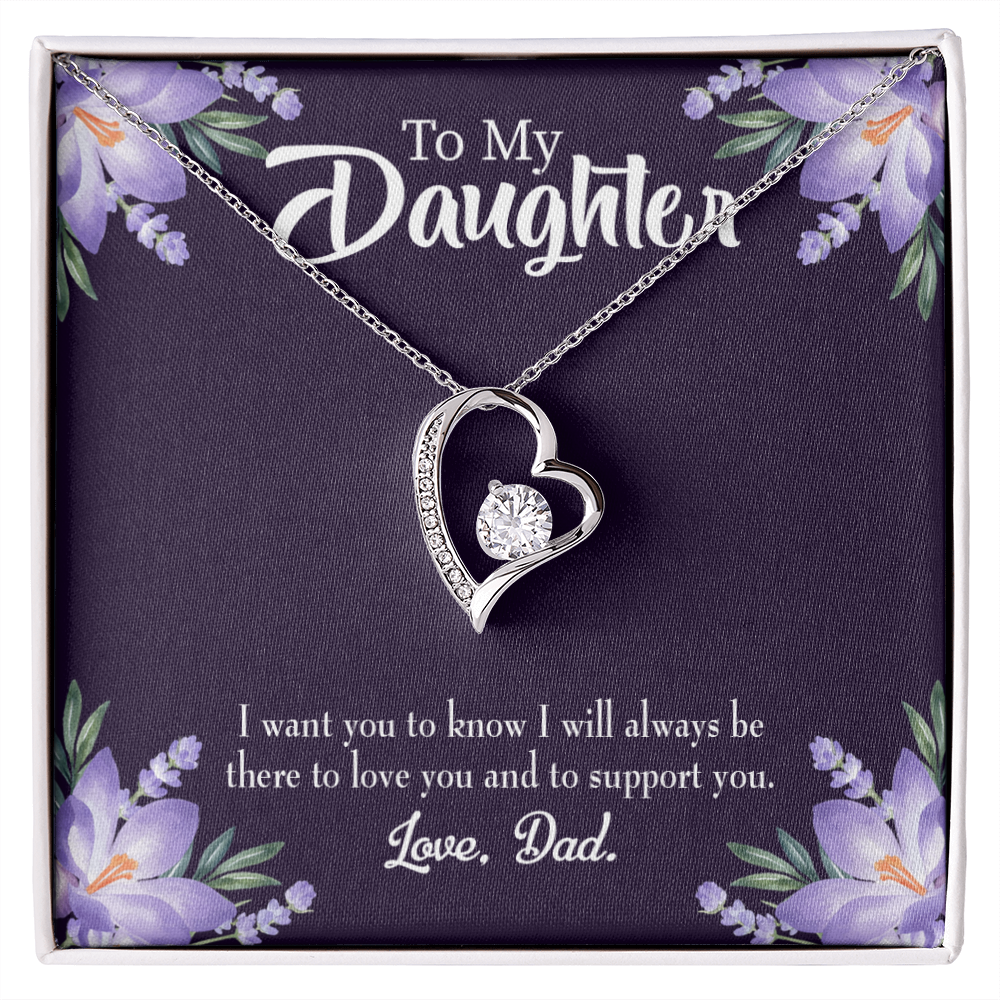 To My Daughter Dad Supports You Forever Necklace w Message Card-Express Your Love Gifts