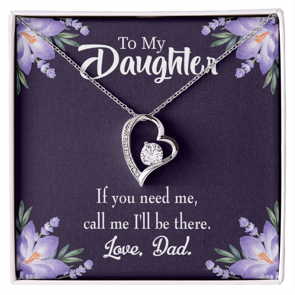 To My Daughter Dad Will be There Forever Necklace w Message Card-Express Your Love Gifts