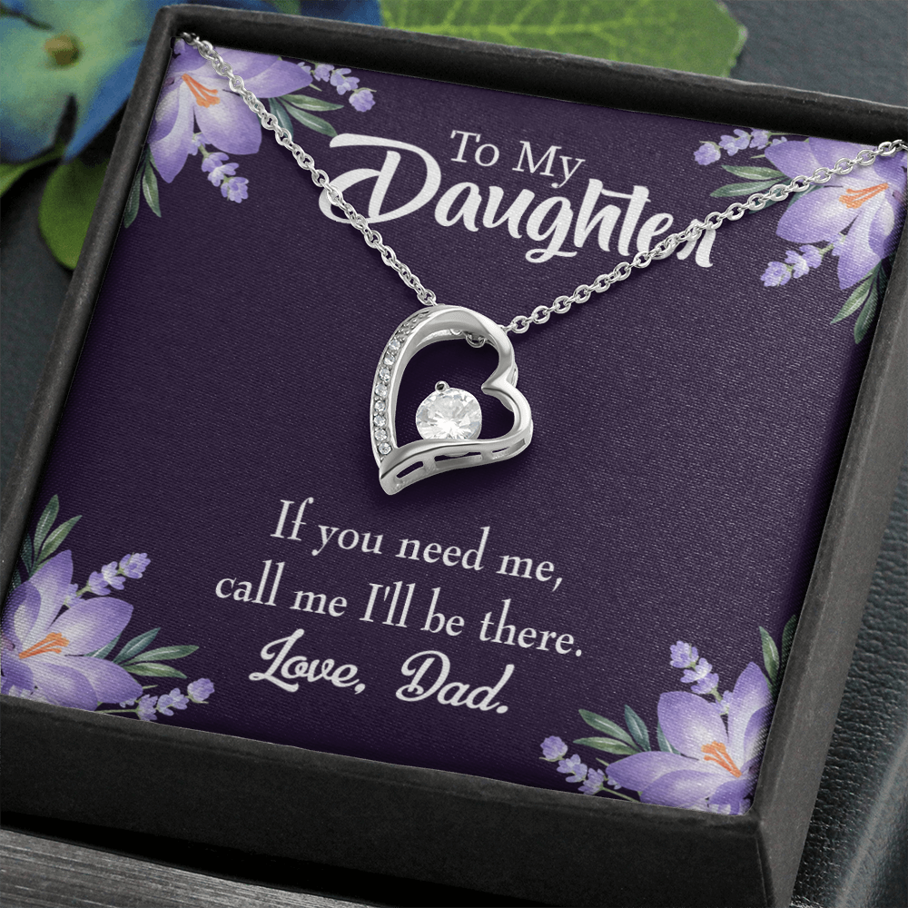 To My Daughter Dad Will be There Forever Necklace w Message Card-Express Your Love Gifts