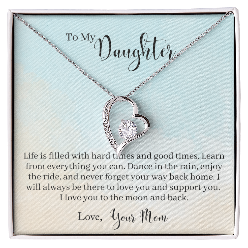 To My Daughter Dance in The Rain From Mom Forever Necklace w Message Card-Express Your Love Gifts