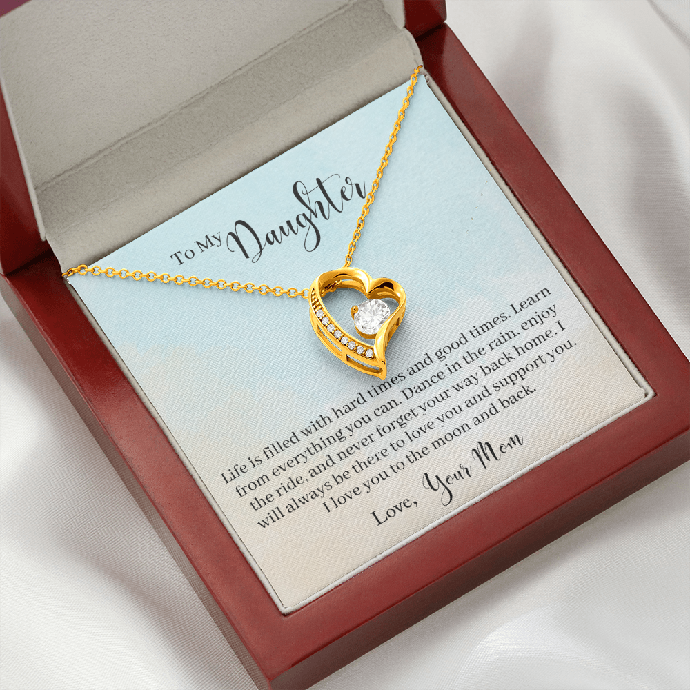 To My Daughter Dance in The Rain From Mom Forever Necklace w Message Card-Express Your Love Gifts