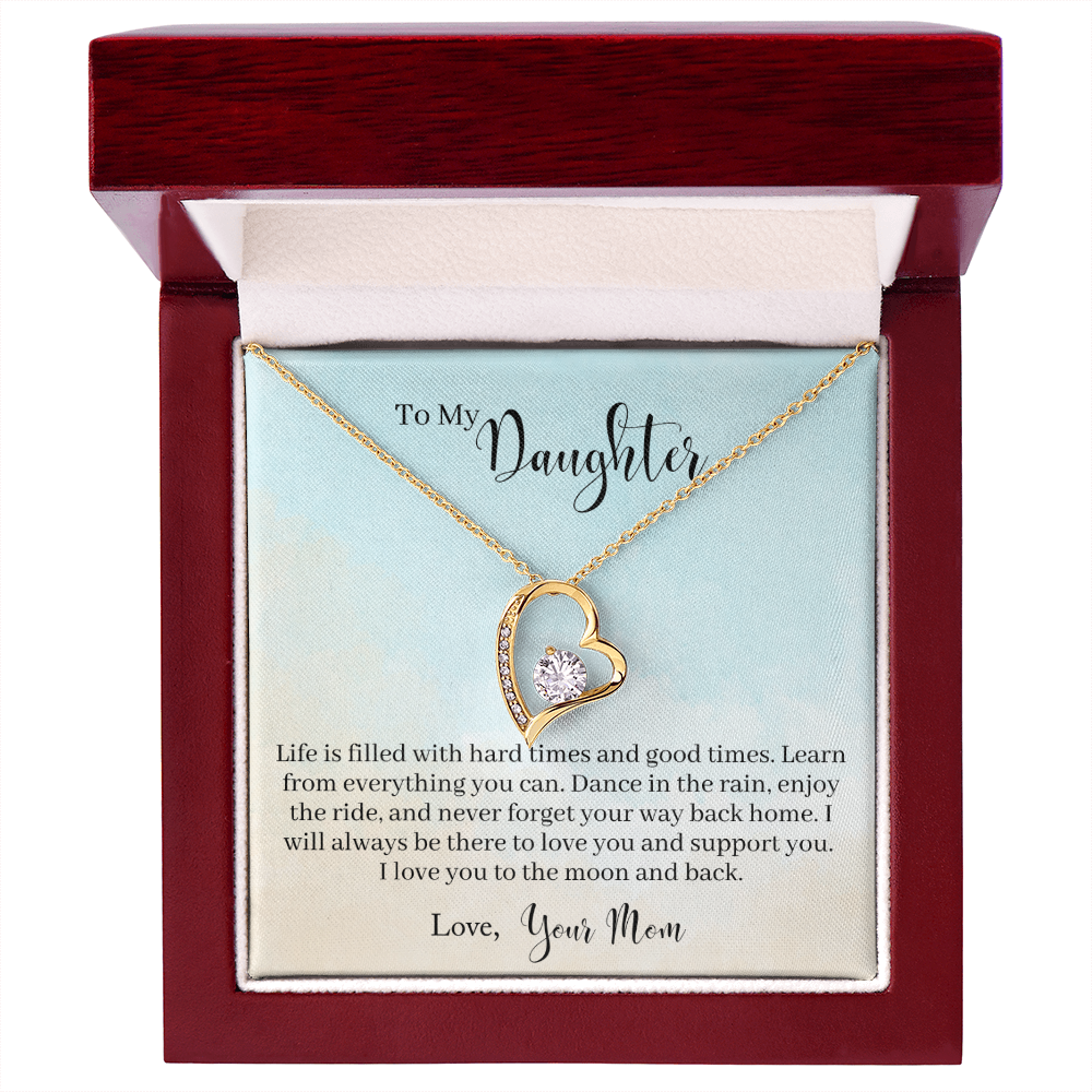 To My Daughter Dance in The Rain From Mom Forever Necklace w Message Card-Express Your Love Gifts