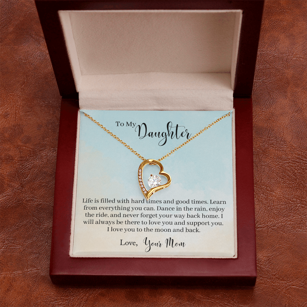 To My Daughter Dance in The Rain From Mom Forever Necklace w Message Card-Express Your Love Gifts