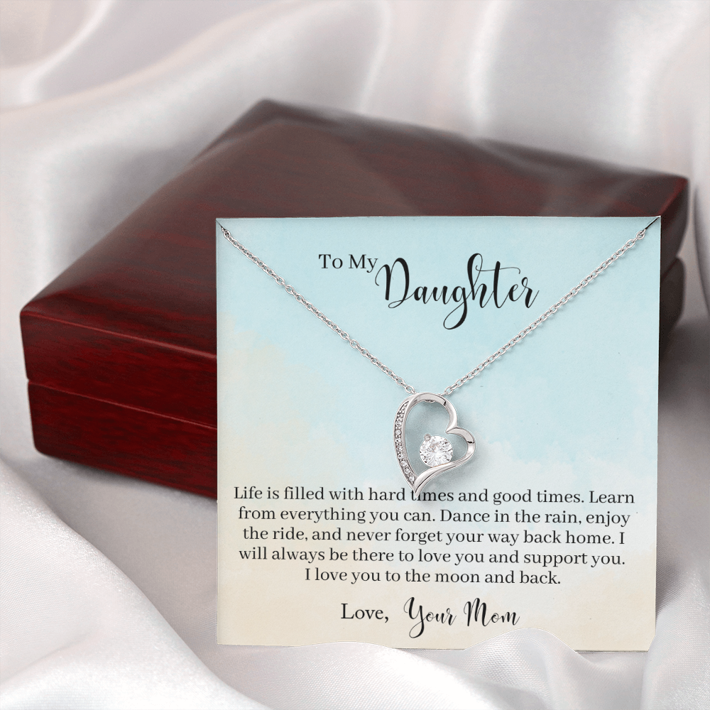 To My Daughter Dance in The Rain From Mom Forever Necklace w Message Card-Express Your Love Gifts