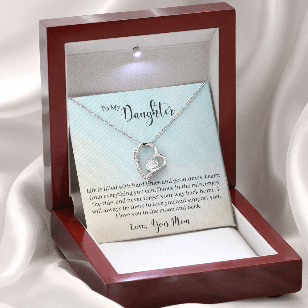 To My Daughter Dance in The Rain From Mom Forever Necklace w Message Card-Express Your Love Gifts