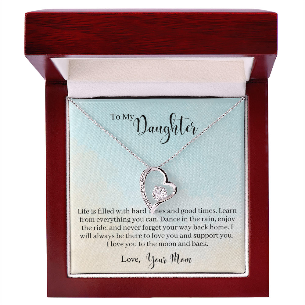 To My Daughter Dance in The Rain From Mom Forever Necklace w Message Card-Express Your Love Gifts