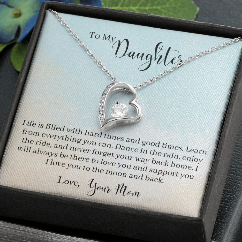 To My Daughter Dance in The Rain From Mom Forever Necklace w Message Card-Express Your Love Gifts