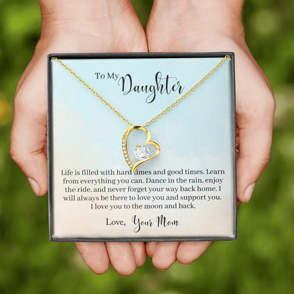 To My Daughter Dance in The Rain From Mom Forever Necklace w Message Card-Express Your Love Gifts