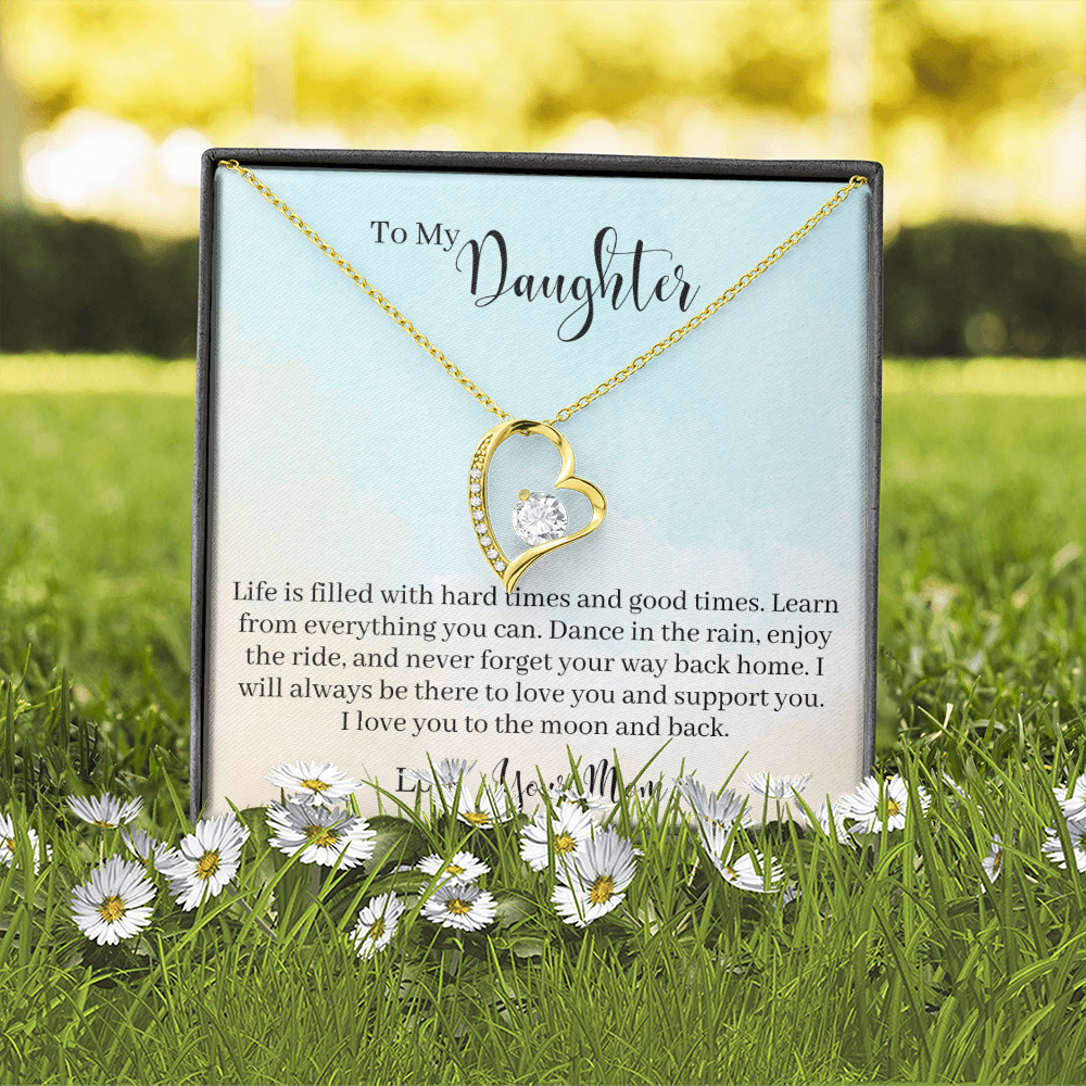 To My Daughter Dance in The Rain From Mom Forever Necklace w Message Card-Express Your Love Gifts