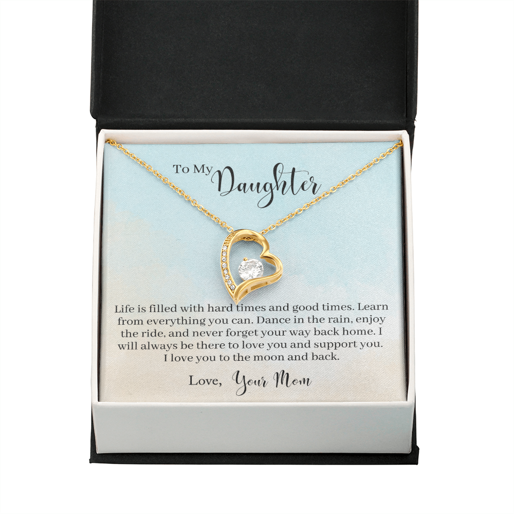 To My Daughter Dance in The Rain From Mom Forever Necklace w Message Card-Express Your Love Gifts