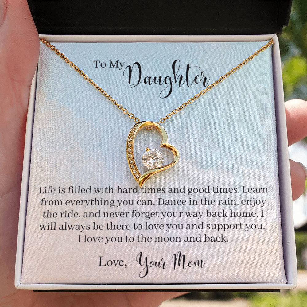 To My Daughter Dance in The Rain From Mom Forever Necklace w Message Card-Express Your Love Gifts