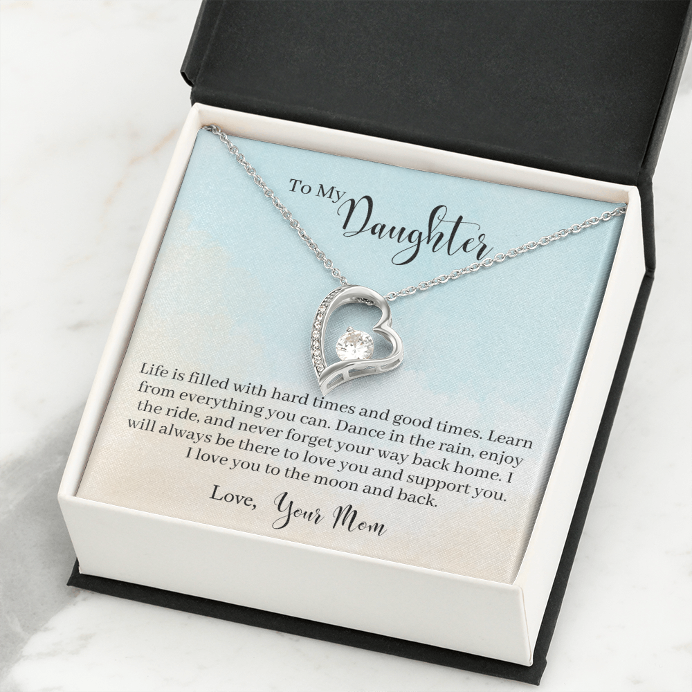 To My Daughter Dance in The Rain From Mom Forever Necklace w Message Card-Express Your Love Gifts