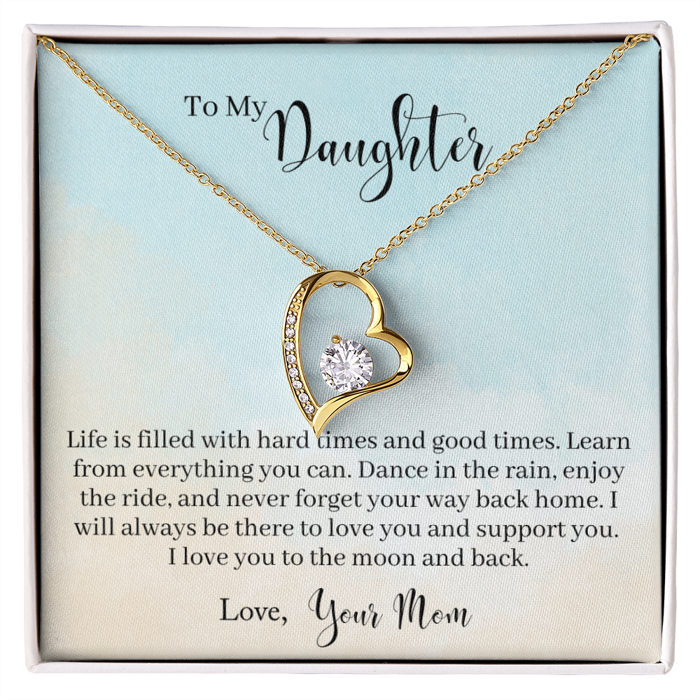 To My Daughter Dance in The Rain From Mom Forever Necklace w Message Card-Express Your Love Gifts