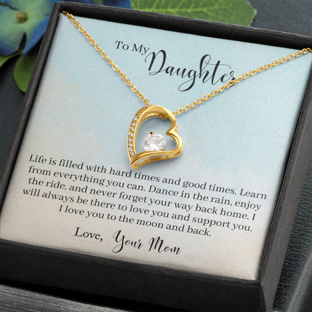 To My Daughter Dance in The Rain From Mom Forever Necklace w Message Card-Express Your Love Gifts