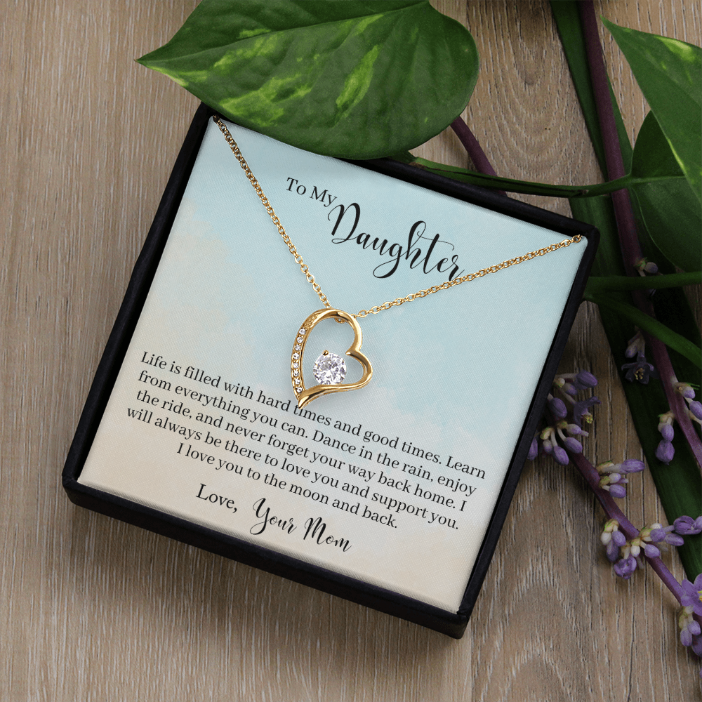 To My Daughter Dance in The Rain From Mom Forever Necklace w Message Card-Express Your Love Gifts