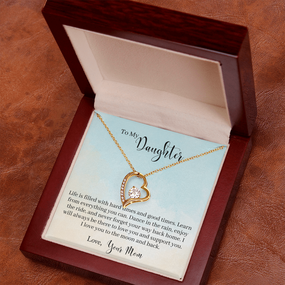 To My Daughter Dance in The Rain From Mom Forever Necklace w Message Card-Express Your Love Gifts