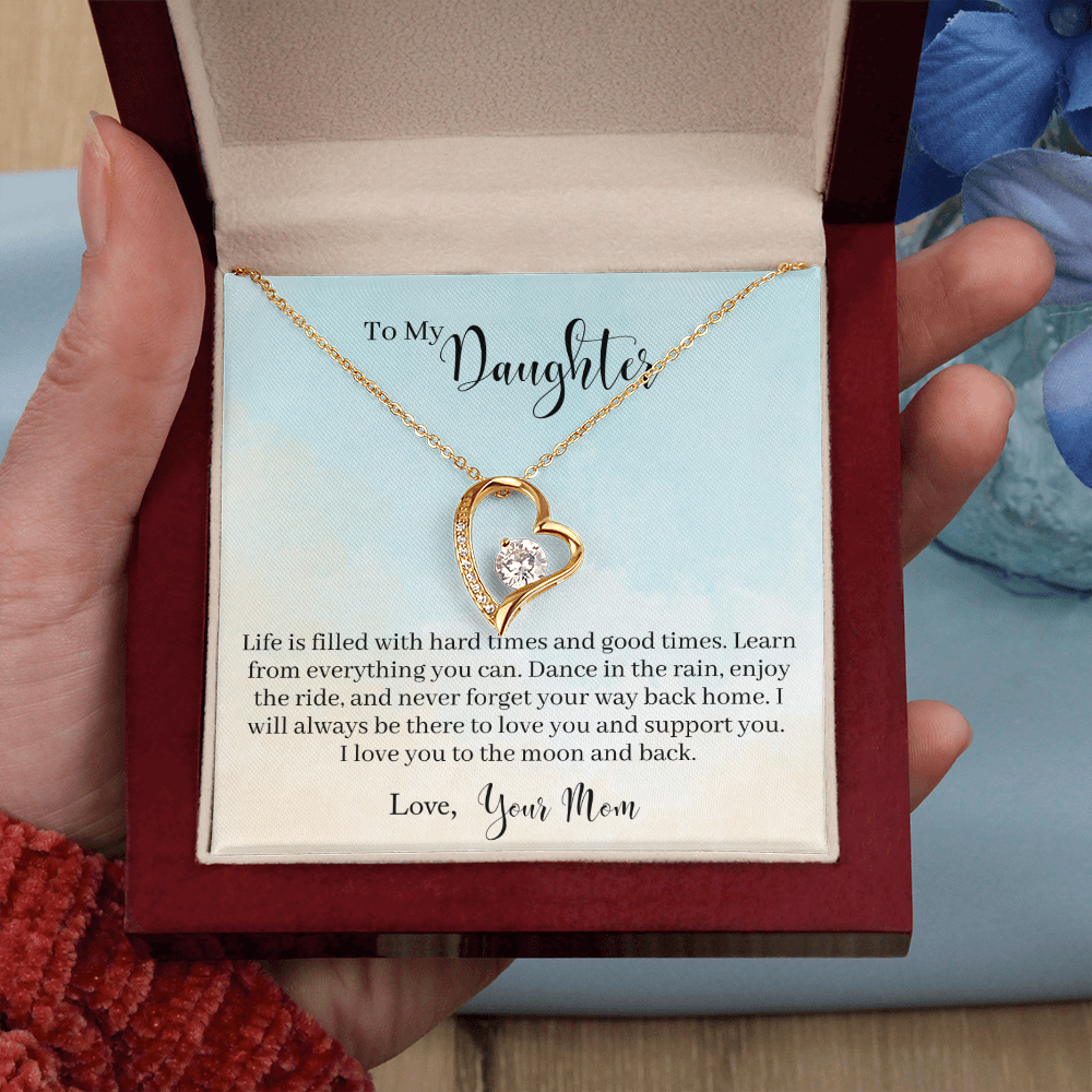 To My Daughter Dance in The Rain From Mom Forever Necklace w Message Card-Express Your Love Gifts